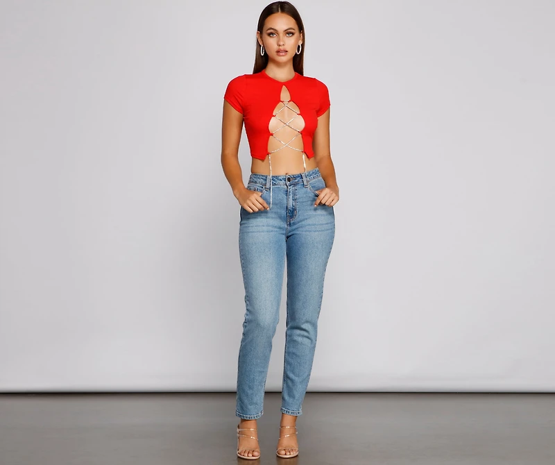 Wrapped Luxe Rhinestone Crop Top