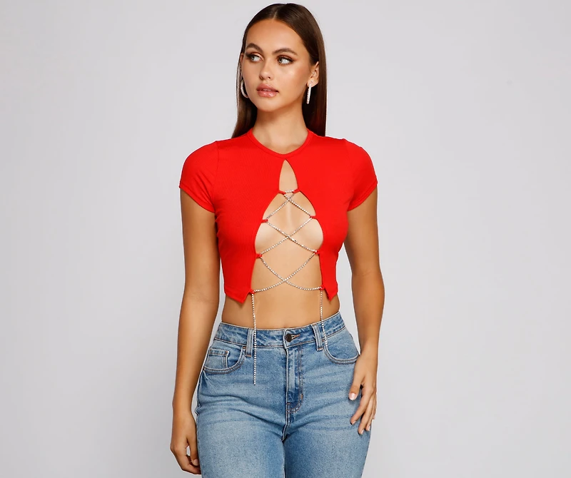 Wrapped Luxe Rhinestone Crop Top