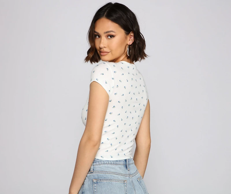 Drawn To You Ruched Floral Crop Top