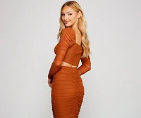 Moment For Mesh Ruched Crop Top