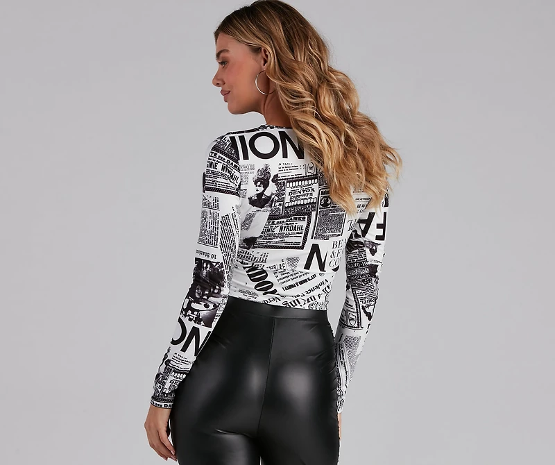 Extra Newspaper Crop Top
