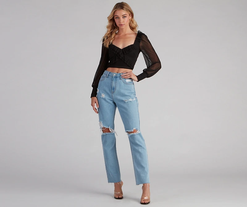 Flirty Flair Ruffle Detail Crop Top