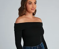 Cozy Knit Off-The-Shoulder Top