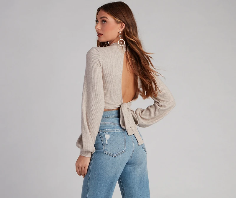Keyhole Cutie Waffle Knit Crop Top