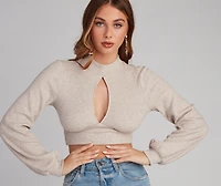 Keyhole Cutie Waffle Knit Crop Top