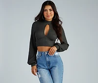 Keyhole Cutie Waffle Knit Crop Top