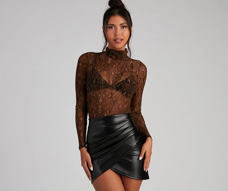 Sexy Slither Mesh Turtleneck Top
