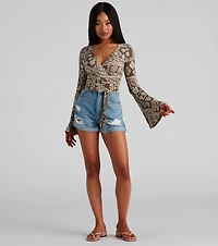 Boho Bell Sleeve Wrap Top