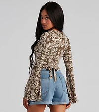 Boho Bell Sleeve Wrap Top