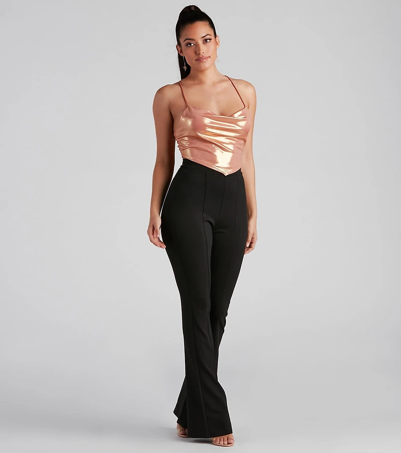 Let Me Shine Cowl Tie-Back Top