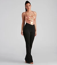 Let Me Shine Cowl Tie-Back Top