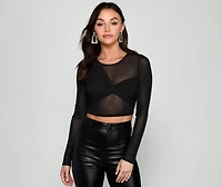 Glitter Goals Sheer Mesh Crop Top