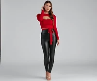 Stylish Ties Long Sleeve Cutout Top