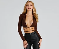 Bold And Chic Collared Mesh Wrap Top