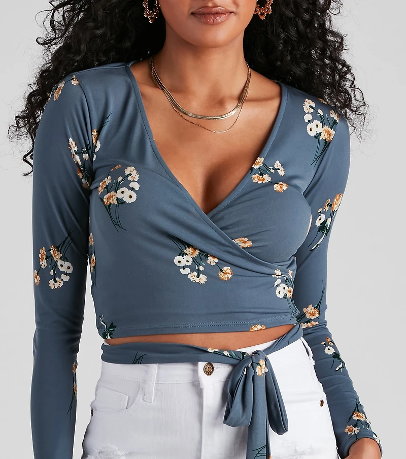 Beauty Bloom Floral Tie Waist Top