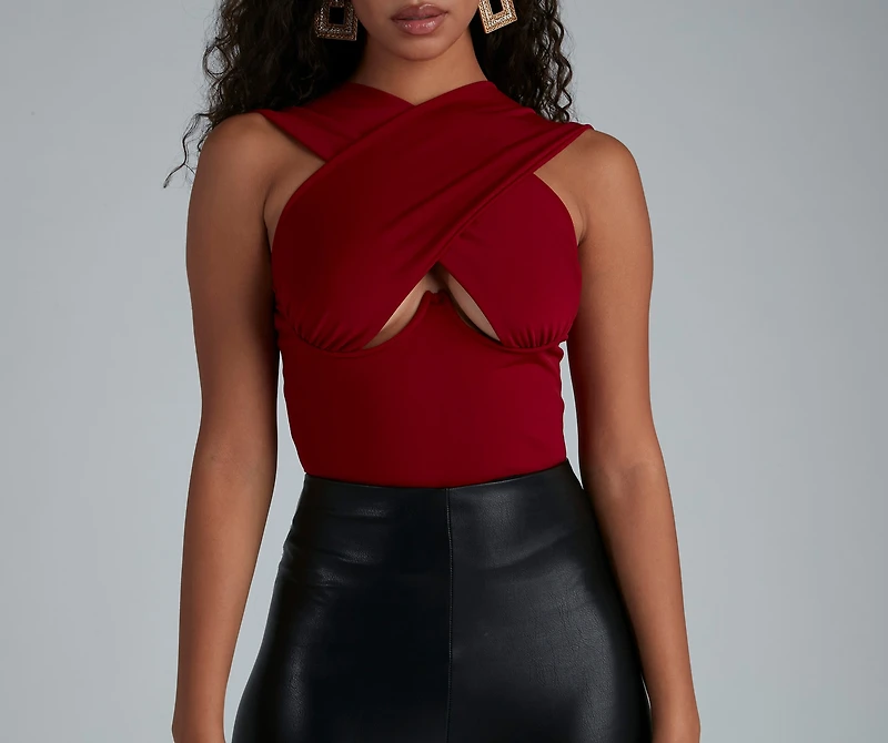 Stop And Stun Underwire Halter Bodysuit