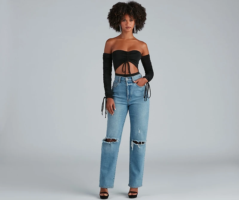 Pucker Up Venetia Ruched Bodysuit