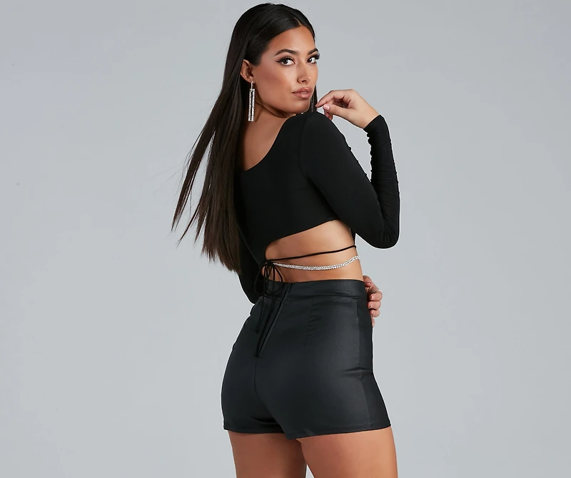 Miss Millionaire Rhinestone Cutout Bodysuit