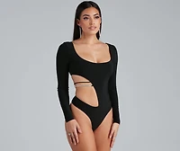 Miss Millionaire Rhinestone Cutout Bodysuit