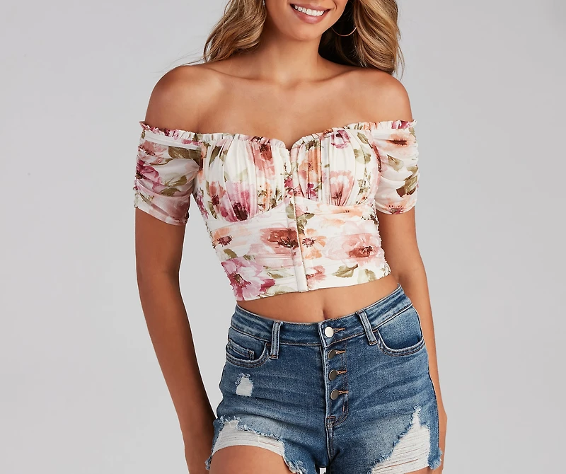 Spring Fling Mesh Floral Bustier