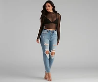 Mesh Moment Seam Crop Top