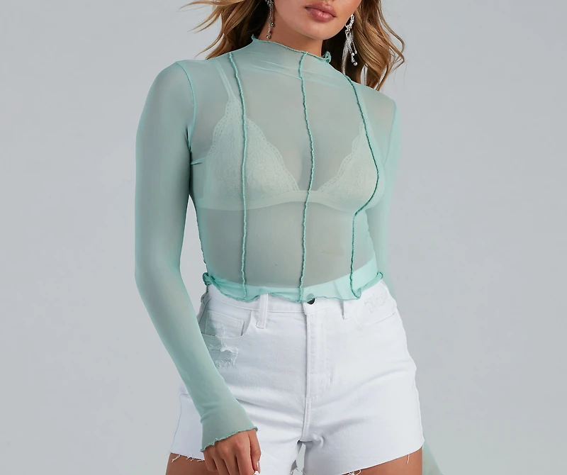 Mesh Moment Seam Crop Top