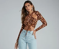 Bold Beauty Leopard Brushed Knit Halter Top