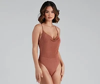 Simple And Sultry Slinky Knit Bodysuit