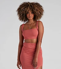 Spring Sunset Tie-Back Crop Top