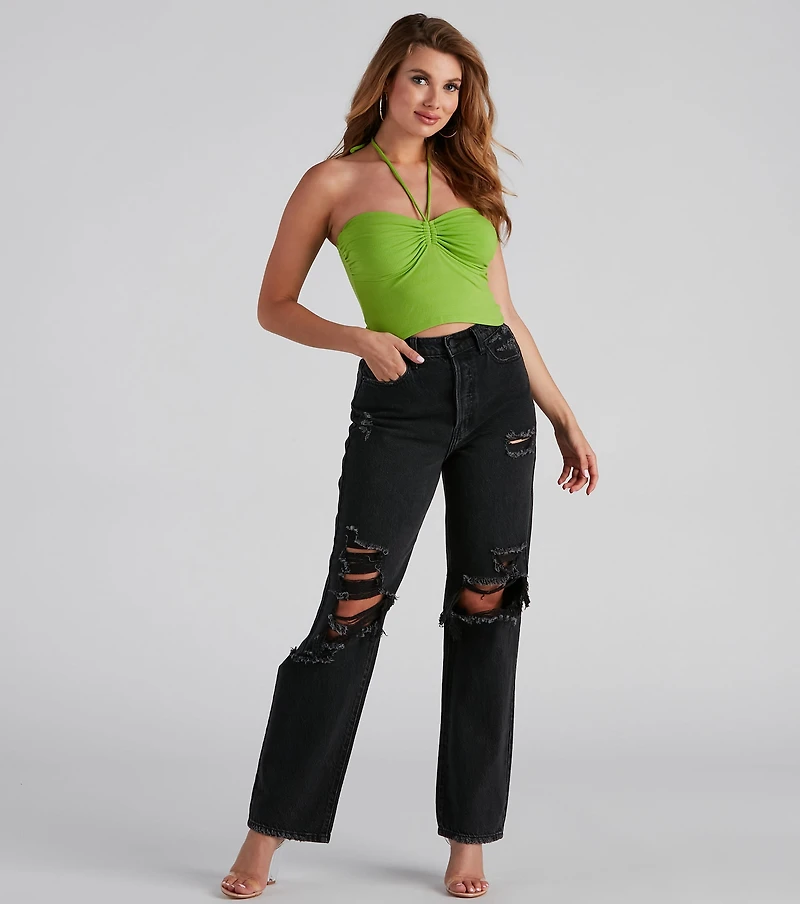 So Trendy Ruched Halter Top