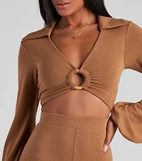 Cabana Long Sleeve O-Ring Crop Top