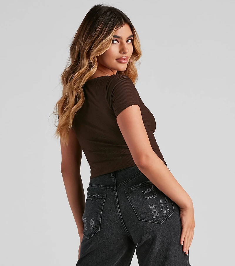 Drawn Ribbed Crop Top