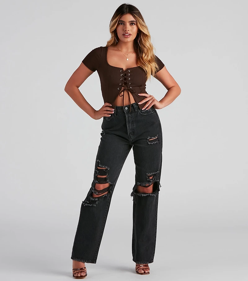 Drawn Ribbed Crop Top
