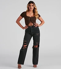 Drawn Ribbed Crop Top