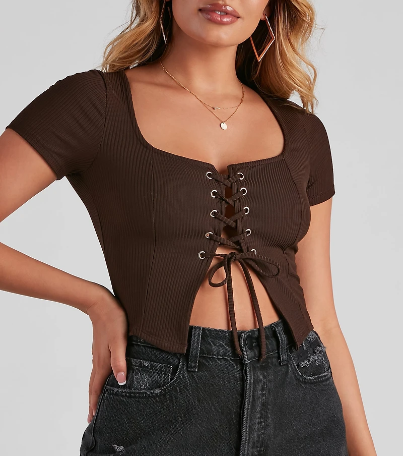 Drawn Ribbed Crop Top