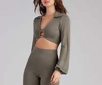 Cabana Long Sleeve O-Ring Crop Top