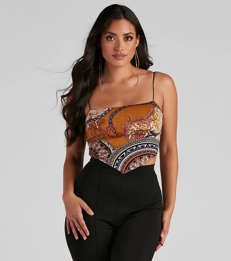 Luxe Links Tie-Back Scarf Top