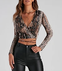 Tie New Things Snake Wrap Top