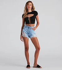 Rule Breaker Lace Up Crop Top