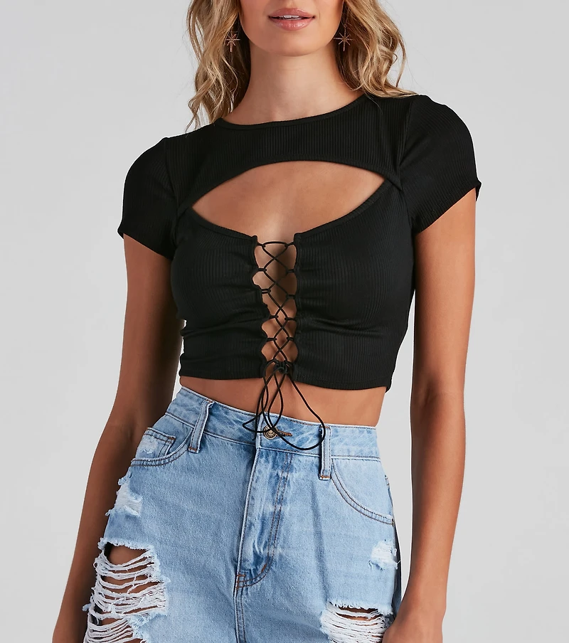 Rule Breaker Lace Up Crop Top