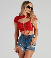 Rule Breaker Lace Up Crop Top