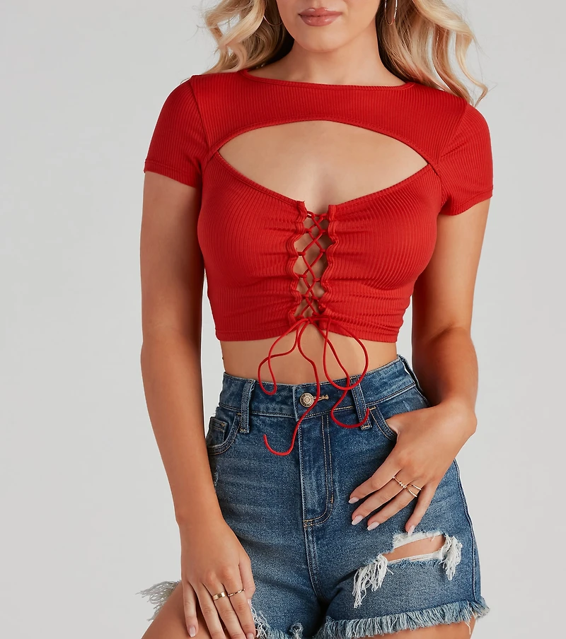 Rule Breaker Lace Up Crop Top