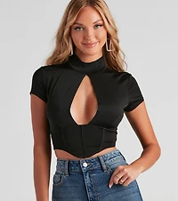 Small Rewards Mock Neck Corset Top