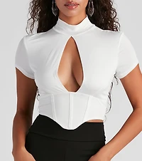 Small Rewards Mock Neck Corset Top