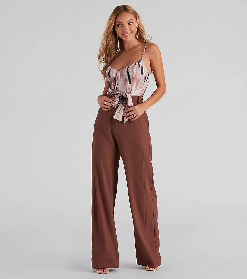 Brush Strokes Tie-Waist Bodysuit