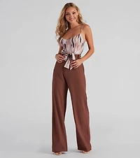Brush Strokes Tie-Waist Bodysuit