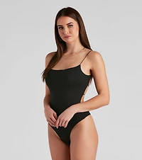 Strappy Open-Back Knit Bodysuit