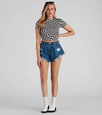 Optical Illusion Checkered Crop Top