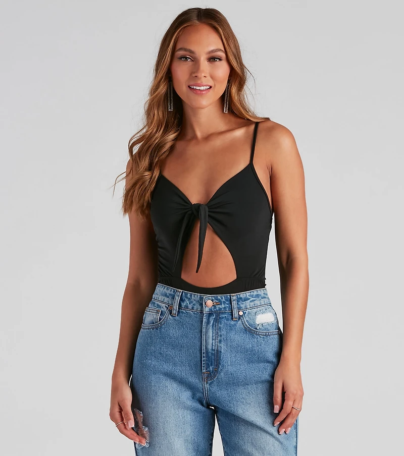 Tied To You V-Neck Cutout Bodysuit