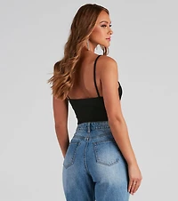 Tied To You V-Neck Cutout Bodysuit